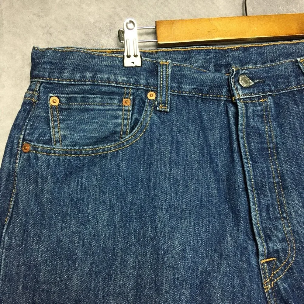 Levis Mens 501 Original Fit Blue Jeans size 38x30 Button Fly Cotton Denim Copper
